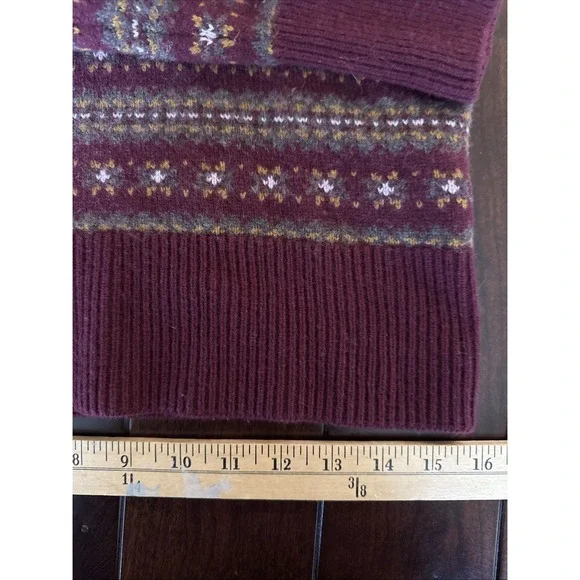 FAHERTY Highland Fair Isle Puff Sleeve Sweater Womens S Gray Merino Wool Blend - Picture 13 of 13